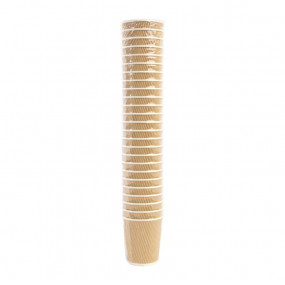 Gobelets boissons chaudes paroi isolante ondulée Fiesta marron clair 225ml x500