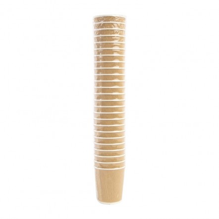 Gobelets boissons chaudes paroi isolante ondulée Fiesta marron clair 225ml x500