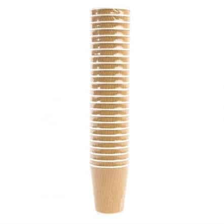 Gobelets boissons chaudes paroi isolante ondulée Fiesta marron clair 340ml x500