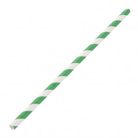Pailles en papier compostables Fiesta Green rayées vert et blanc
