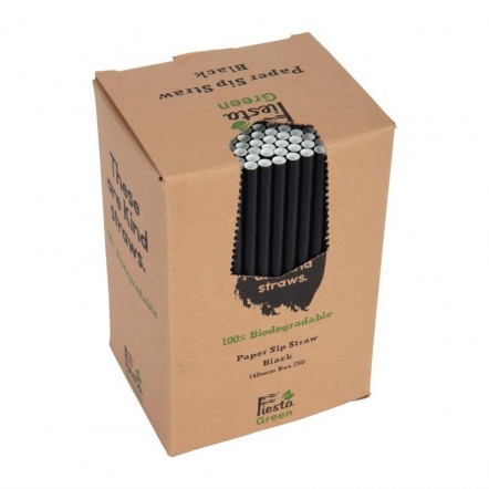 Pailles agitateurs en papier compostables Fiesta Green noires