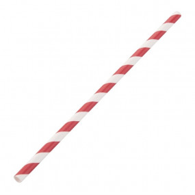 Pailles en papier compostables Fiesta Green rayées rouge et blanc