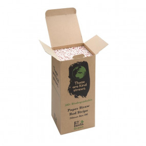 Pailles en papier compostables Fiesta Green rayées rouge et blanc