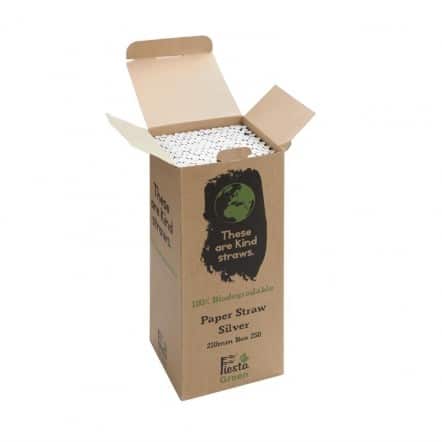 Pailles en papier compostables Fiesta Green argentées