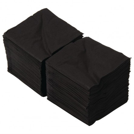 Serviettes cocktail noires 250mm