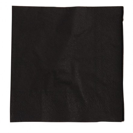 Serviettes cocktail noires 250mm