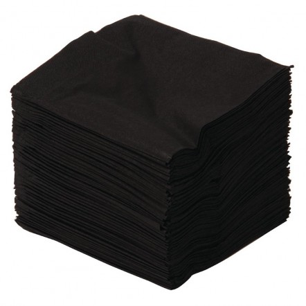 Serviettes cocktail noires 250mm