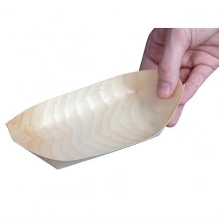 Plats biodégradables en peuplier pirogue Fiesta Green 190mm