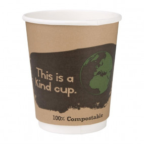 Gobelets boissons chaudes compostables en PLA double paroi Fiesta Green 227ml (x500)