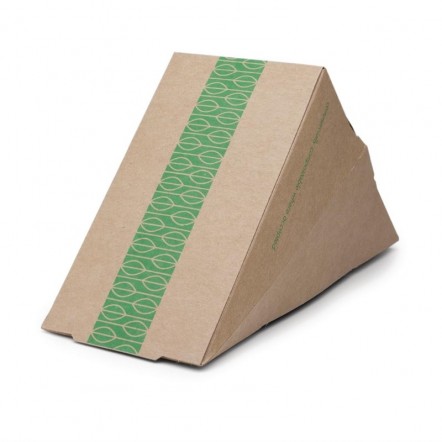 Boîtes sandwichs triangles kraft standards Vegware 65mm (x500)