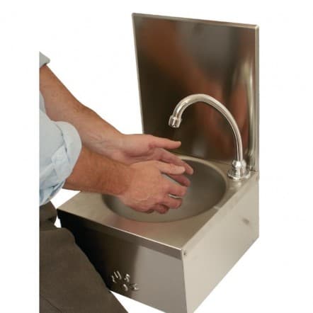 Lave-mains commande au genou inox Basix