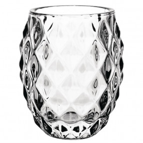 Photophore en verre transparent diamant Olympia 75mm
