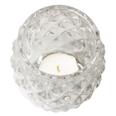 Photophore en verre transparent diamant Olympia 75mm