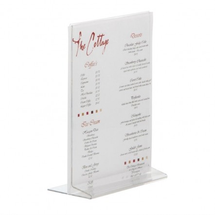 Protège-menus vertical en acrylique Olympia A5