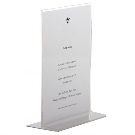 Protège-menus vertical en acrylique Olympia A4
