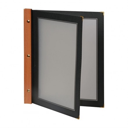 Protège-menus en bois Securit noir A4