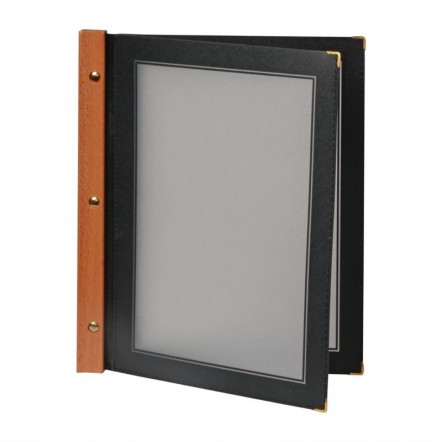 Protège-menus en bois Securit noir A4