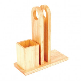 Support porte-menus en bois avec pot à couverts Olympia