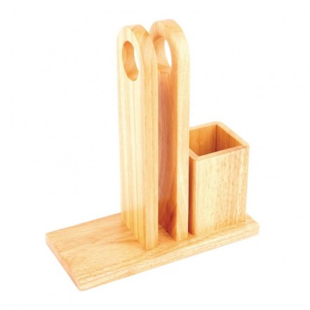 Support porte-menus en bois avec pot à couverts Olympia