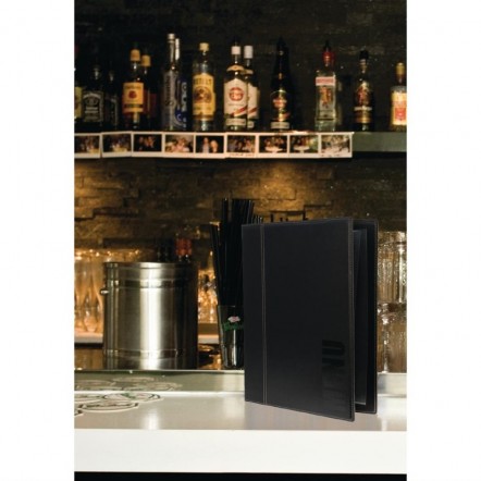 Protège-menus contemporain Securit A4 noir