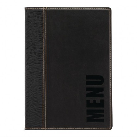 Protège-menus contemporain Securit A5 noir