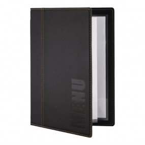 Protège-menus contemporain Securit A5 noir