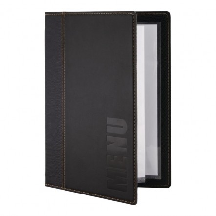 Protège-menus contemporain Securit A5 noir