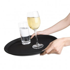 Plateau antidérapant en fibre de verre Kristallon rond noir 356mm