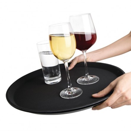 Plateau antidérapant en fibre de verre Kristallon rond noir 406mm