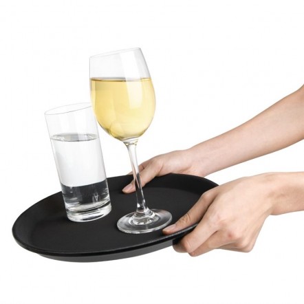 Plateau antidérapant en plastique Kristallon rond noir 356mm