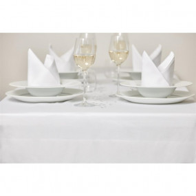 Serviettes blanches en coton bande de satin Mitre Luxury