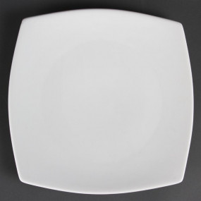 Assiettes carrées bords arrondis blanches Olympia 270mm