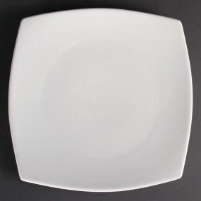 Assiettes carrées bords arrondis blanches Olympia 305mm