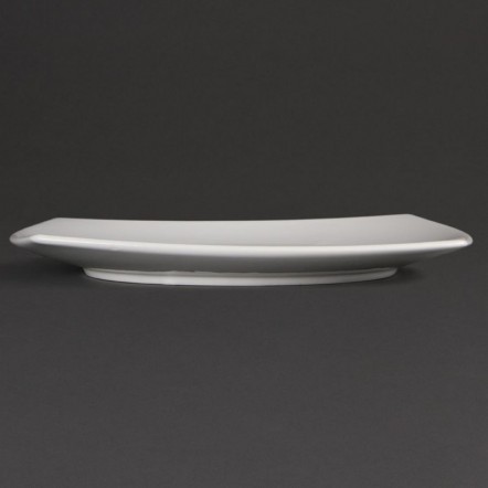 Assiettes carrées bords arrondis blanches Olympia 305mm