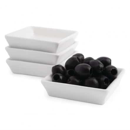 Mini plats carrés blancs Olympia 80mm