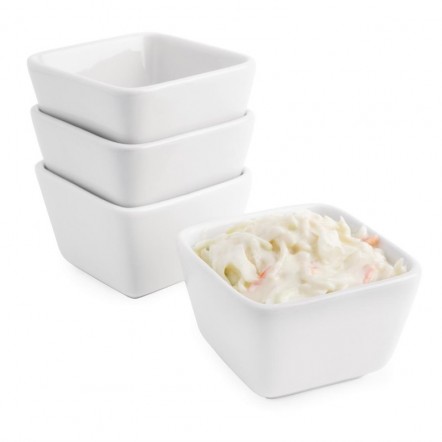 Minis plats carrés hauts blancs 75mm Olympia