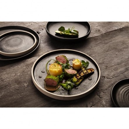 Assiettes creuses calottes noir mat Olympia Canvas 23 cm