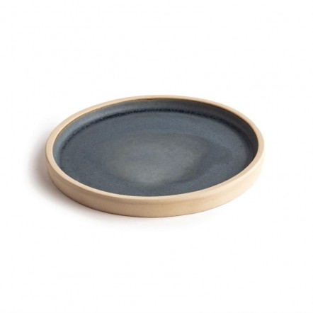 Assiettes plates bord droit granit bleu Olympia Canvas 18 cm