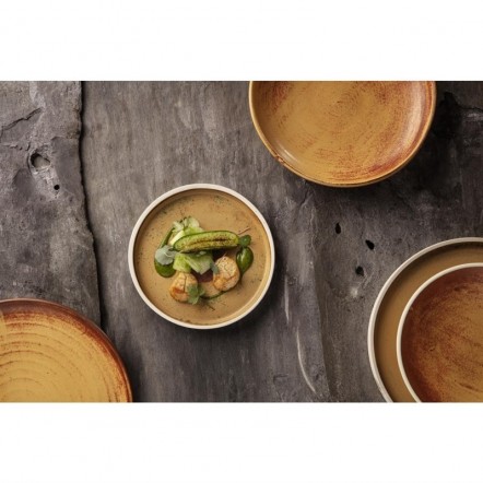 Assiettes plates bord droit terre de sienne Olympia Canvas 25 cm