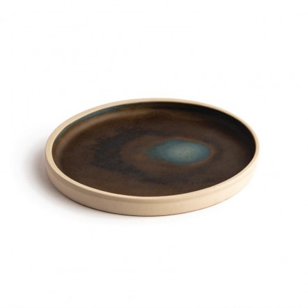 Assiettes plates bord droit vert bronze Olympia Canvas 18 cm