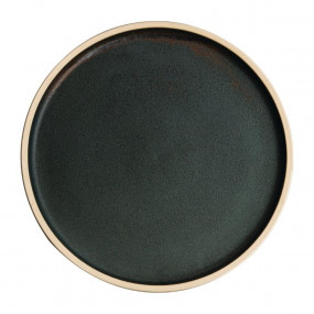 Assiettes plates bord droit vert bronze Olympia Canvas 25 cm