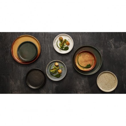Assiettes plates noir mat Olympia Canvas 18 cm