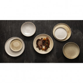 Assiettes coupes beige moucheté Olympia Canvas 27 cm