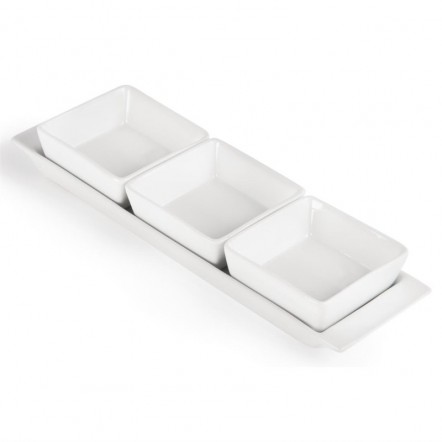 Plat à tapas avec 3 raviers Olympia