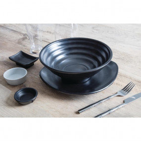 Grands bols noirs en mélamine Fusion Kristallon 23 cm (x4)