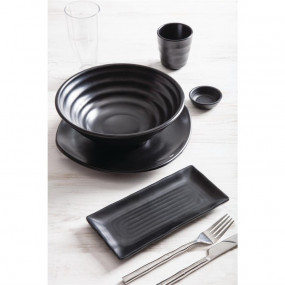 Assiettes plate noire en mélamine Fusion Kristallon 25 cm (x6)