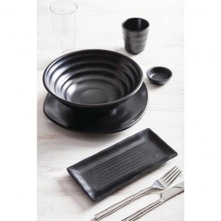 Assiettes plate noire en mélamine Fusion Kristallon 25 cm (x6)