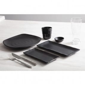 Assiettes plate noire en mélamine Fusion Kristallon 25 cm (x6)