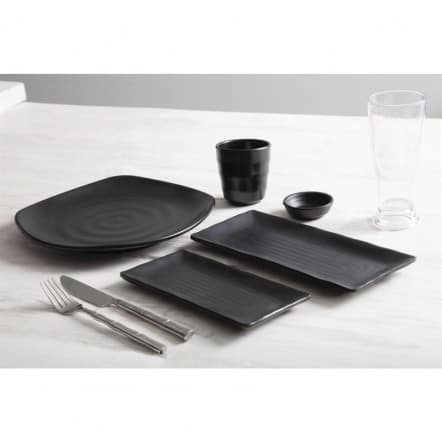Assiettes plate noire en mélamine Fusion Kristallon 25 cm (x6)