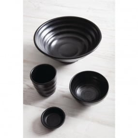 Bols à soupe ou riz noir en mélamine Fusion Kristallon 11,4 cm (x6)